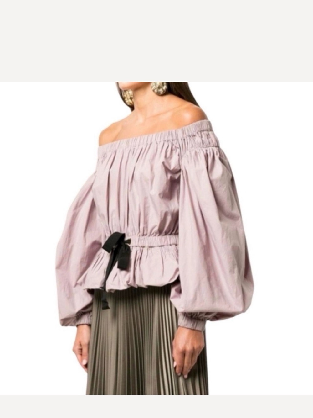 Ulla Johnson Kira Puff-Sleeve Cotton Peplum Blouse in a soft lavender size S.